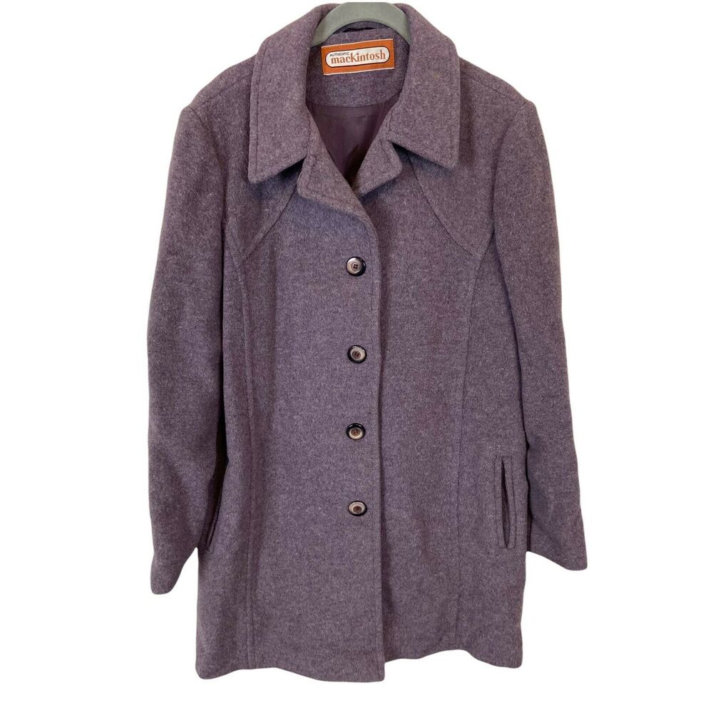 Car Coat Vintage Authentic Mackintosh Women's Purple Heathered Long Sleeve sz 16